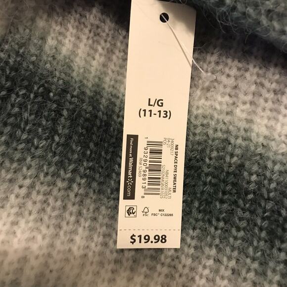 No Boundaries Size L 11-13 Pullover Sweater COLOR Green/White NWT - Picture 5 of 8